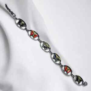 Vtg Hawaiian Multicolored Mother of Pearl Butterflies Bracelet!